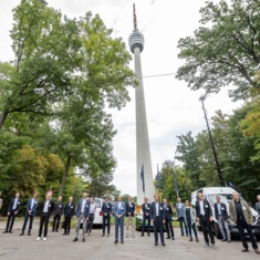 5GMedia2Go Konsortium unter der Beteiligung der Deutschen Funkturm vor dem Stuttgarter Fernsehturm